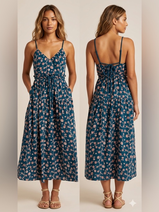 Future Collective Dresses & Skirts - Floral Maxi Dress with Adjustable Straps and drawstring waist